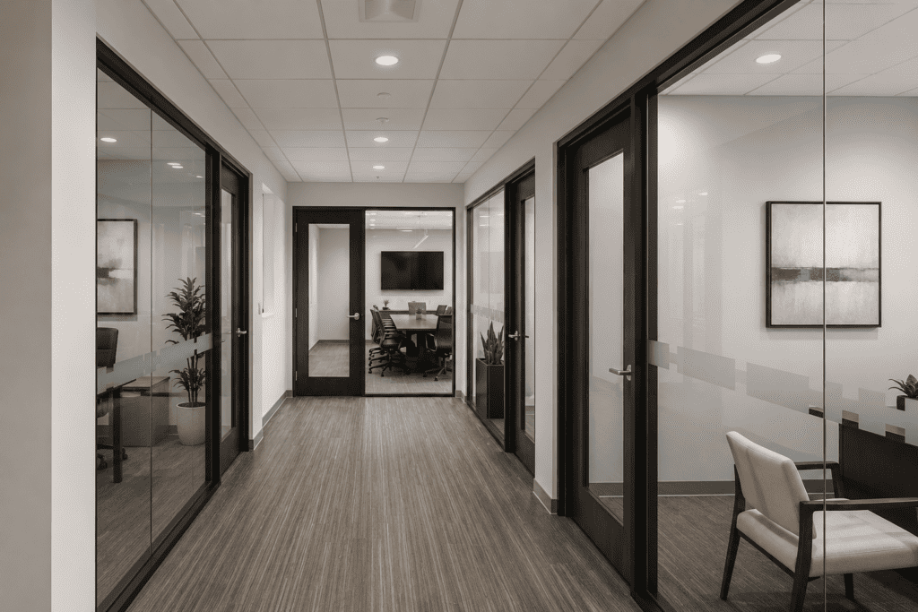 Office build out contractor in Atlanta, GA. We phase work around your team so your office keeps running while we renovate. Request a free estimate.